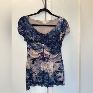 Anthropologie Postmark Blue and Purple Watercolor Top